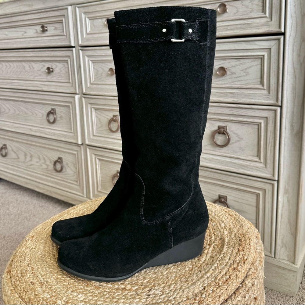 Laura Lansdale Women’s Tall Black Suede Bliss Leather Boots